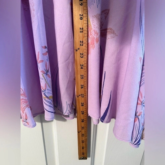 FREE PEOPLE Clear Skies Lavender Floral Cold Shoulder Tunic Mini Dress XS Bell - Picture 9 of 12